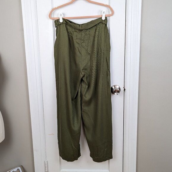 Eileen Fisher |  Olive Green Wide Leg Tencel Twill Pants Size 8 - Picture 3 of 9